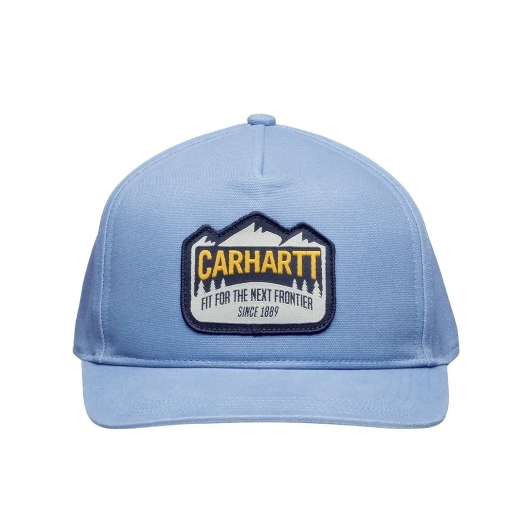 NWT Carhartt Mountain Patch Blue Canvas Flat Brim Hat